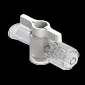1-Way Stopcock, 29psi, Luer Female to Luer Male - Lock, 2-Arm Low Profile, White Short Nut, PC (Polycarbonate) Clear, w/o Caps