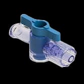 1-Way Stopcock, 43psi (3 bar), Luer Female to Luer Male - Lock, 2-Arm Low Profile, Blue PC (Polycarbonate) - Radiostable Clear, w/o Caps