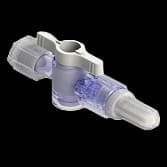 1-Way Stopcock, 43psi (3 bar), Luer Female to Luer Male - Lock, 2-Arm Low Profile, White PC (Polycarbonate) - Radiostable Clear, With 2 Caps (Natural)