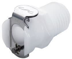 Straight, Thumb Latch - PMC/MC Series Female to NPT 1/4", Acetal White, 1/8" Flow, Metal Latch, NSF Version, FDA Buna N O-Ring