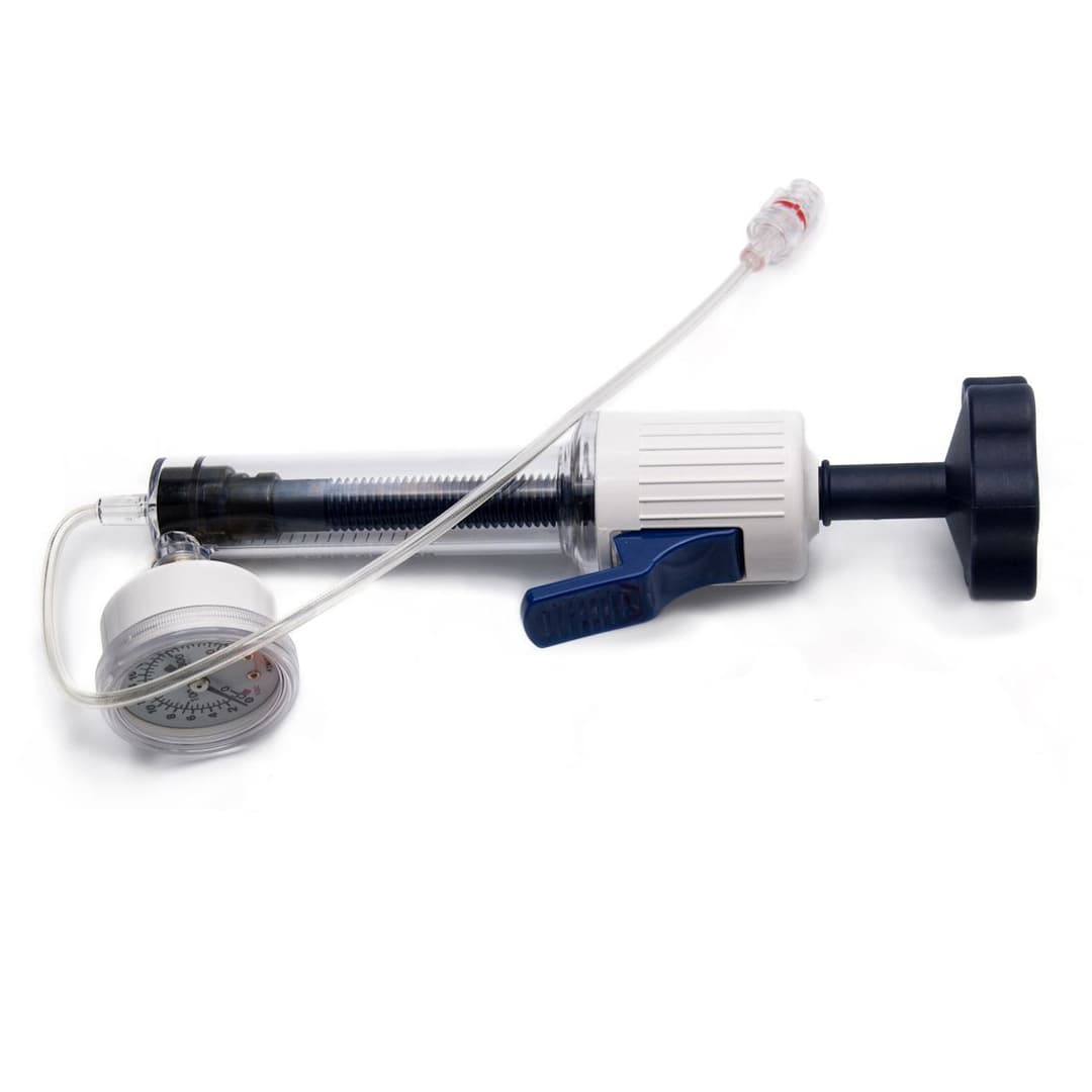 30 bar, Round Handle, with 25 cm Extension Line with Rotating Adaptor and HP Stopcock, PC (Polycarbonate), 20 ml