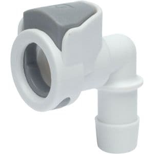 Female Thumb Latch - 50 Series to 9,5mm (3/8") Tube Connection, Elbow, PP (Polypropylene) - Glass Filled, Open-Flow