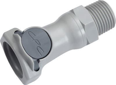 Straight, Thumb Latch - HFC Series Female to NPT 1/2", PP (Polypropylene) Grey, 1/2" Flow, Plastic Latch, NSF Version