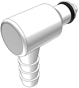 Elbow, Thumb Latch - PMC/MC Series Male to Tube Fitment 6,4mm (1/4") ID, Acetal White, 1/8" Flow, NSF Version, FDA Buna N O-Ring