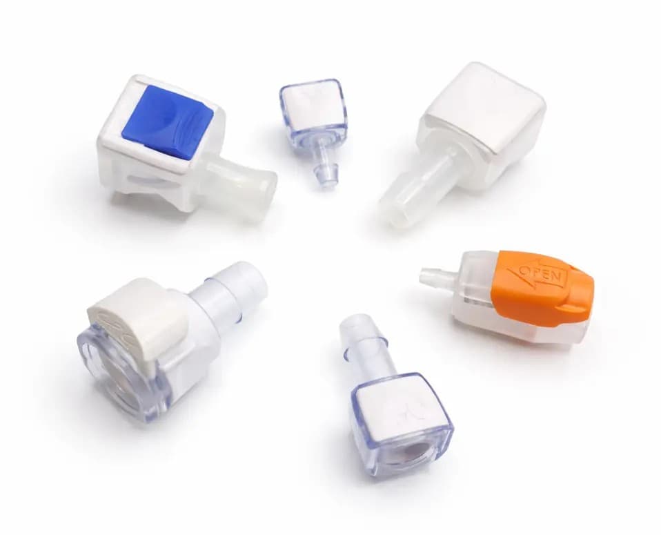Mednet medical quick connectors for tubing — male and female barbs, caps and plugs for OEM assemblies