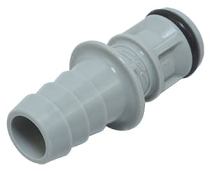 Straight, Thumb Latch - EFC Series Male to Tube Fitment 9,5mm (3/8") ID, PP (Polypropylene) Grey, 9/32" Flow