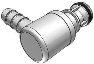 Elbow, Thumb Latch - EFC Series Male to Tube Fitment 9,5mm (3/8") ID, PP (Polypropylene) Grey, 9/32" Flow