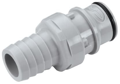 Straight, Thumb Latch - HFC Series Male to Tube Fitment 16,0mm (5/8") ID, PP (Polypropylene) Grey, 1/2" Flow