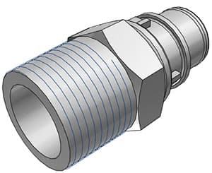 Straight, Thumb Latch - HFC Series Male to NPT 3/4", PP (Polypropylene) Grey, 1/2" Flow