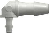 L-Reducer, 200 Series Barb 3,2mm (1/8") ID to 200 Series Barb 1,6mm (1/16") ID, PA (Polyamide) White