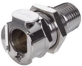 Panel Mount, Thumb Latch - PLC/LC Series Female to NPT 1/4", Chrome Plated Brass, 1/4" Flow, Metal Latch