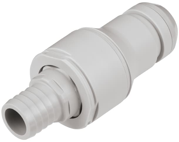 Straight, Thumb Latch - NSH Non-Spill Series Male to Tube Fitment 19,0mm (3/4") ID, PP (Polypropylene) - Glass Filled Grey, 1/2" Flow