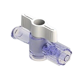 1-Way Stopcock, 29psi, Luer Female to Luer Male - Lock, 2-Arm High Profile, White Large Bore, PC (Polycarbonate) - Radiostable Clear, w/o Caps