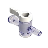 1-Way Stopcock, 29psi (2 bar), Luer Female to Luer Male - Slip, ON Handle, 1-Arm, White Large Bore, PC (Polycarbonate) Clear, w/o Caps