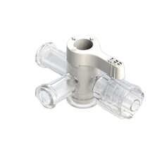 3-Way Stopcock, 29psi, Luer Female to Luer Male - Lock, OFF Handle, Long Arm, Low Profile, White PC (Polycarbonate) Clear, w/o Caps