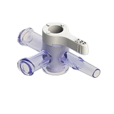 3-Way Stopcock, 43psi (3 bar), Luer Female to Luer Male - Slip, OFF Handle, Long Arm, Low Profile, White PC (Polycarbonate) - Radiostable Clear, w/o Caps