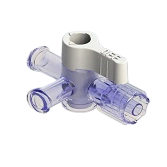 3-Way Stopcock, 43psi (3 bar), Luer Female to Luer Male - Lock, OFF Handle, Long Arm, High Profile, White PC (Polycarbonate) - Radiostable Clear, w/o Caps