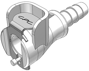 Straight, Thumb Latch - PMC/MC Series Female to Tube Fitment 6,4mm (1/4") ID, Acetal White, 1/8" Flow, Metal Latch, NSF Version, FDA Buna N O-Ring