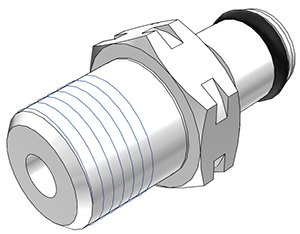 Straight, Thumb Latch - PMC/MC Series Male to NPT 1/8", Acetal White, 1/8" Flow, NSF Version, FDA Buna N O-Ring
