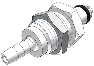 Panel Mount, Thumb Latch - PMC/MC Series Male to Tube Fitment 3,2mm (1/8") ID, Acetal White, 1/8" Flow, NSF Version, FDA Buna N O-Ring