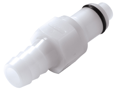 Straight, Thumb Latch - PLC/LC Series Male to Tube Fitment 9,5mm (3/8") ID, Acetal White, 1/4" Flow, NSF Version