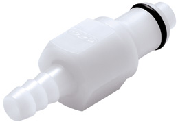 Straight, Thumb Latch - PLC/LC Series Male to Tube Fitment 6,4mm (1/4") ID, Acetal White, 1/2" Flow, NSF Version, FDA Buna N O-Ring