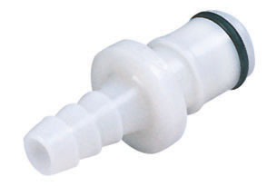 Straight, Thumb Latch - APC Series Male to Tube Fitment 6,4mm (1/4") ID, Acetal White, 1/4" Flow, NSF Version, FDA EPDM O-Ring