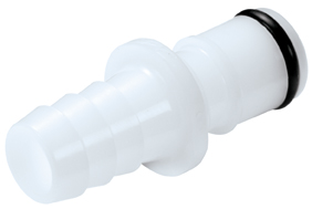 Straight, Thumb Latch - APC Series Male to Tube Fitment 9,5mm (3/8") ID, Acetal White, 1/4" Flow, NSF Version, FDA EPDM O-Ring