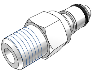 Straight, Thumb Latch - APC Series Male to NPT 1/4", Acetal White, 1/4" Flow, NSF Version, FDA EPDM O-Ring