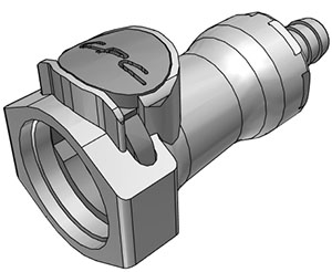 Straight, Thumb Latch - HFC Series Female to Tube Fitment 9,5mm (3/8") ID, PP (Polypropylene) Grey, 1/2" Flow, Plastic Latch, NSF Version, FDA Buna N O-Ring