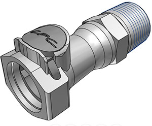 Straight, Thumb Latch - HFC Series Female to NPT 3/4", PP (Polypropylene) Grey, 1/2" Flow, Plastic Latch, NSF Version, FDA Buna N O-Ring