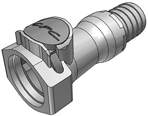 Straight, Thumb Latch - HFC Series Female to Tube Fitment 19,0mm (3/4") ID, PP (Polypropylene) Grey, 1/2" Flow, Plastic Latch, NSF Version, FDA Buna N O-Ring