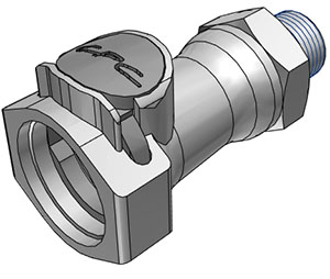 Straight, Thumb Latch - HFC Series Female to NPT 3/8", PP (Polypropylene) Grey, 1/2" Flow, Plastic Latch, NSF Version, FDA Buna N O-Ring