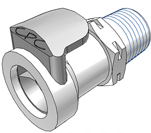 Straight, Thumb Latch - APC Series Female to BSPT 1/4", Acetal White, 1/4" Flow, Plastic Latch