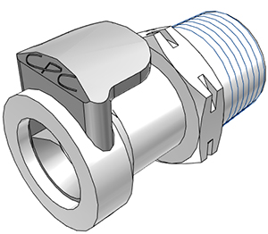 Straight, Thumb Latch - APC Series Female to BSPT 3/8", Acetal White, 1/4" Flow, Plastic Latch
