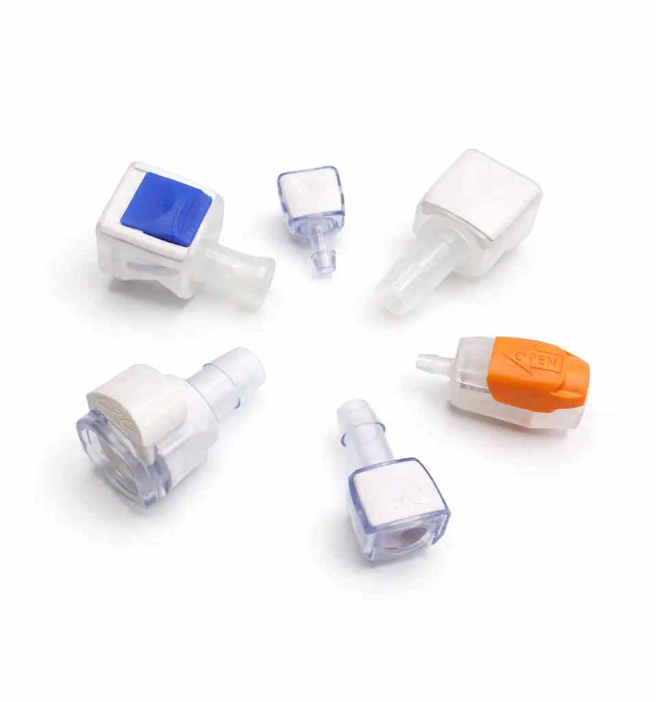 Mednet medical quick connectors for tubing — male and female barbs, caps and plugs for OEM assemblies