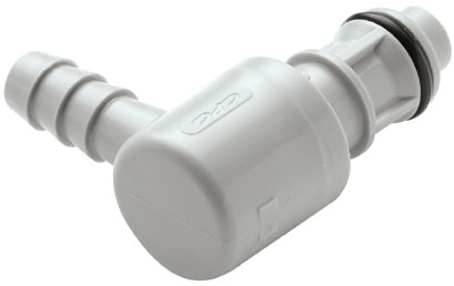 Elbow, Thumb Latch - EFC Series Male to Tube Fitment 6,4mm (1/4") ID, PP (Polypropylene) Grey, 9/32" Flow