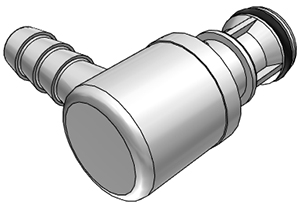 Elbow, Thumb Latch - EFC Series Male to Tube Fitment 9,5mm (3/8") ID, PP (Polypropylene) Grey, 9/32" Flow