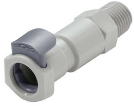 Straight, Thumb Latch - EFC Series Female to NPT 1/4", PP (Polypropylene) Grey, 9/32" Flow, Plastic Latch