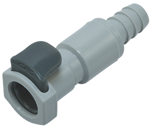 Straight, Thumb Latch - EFC Series Female to Tube Fitment 9,5mm (3/8") ID, PP (Polypropylene) Grey, 9/32" Flow, Plastic Latch