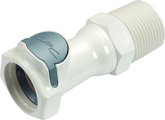 Straight, Thumb Latch - FFC Series Female to NPT 3/4", PSU (Polysulfone) White, 1/2" Flow, Plastic Latch