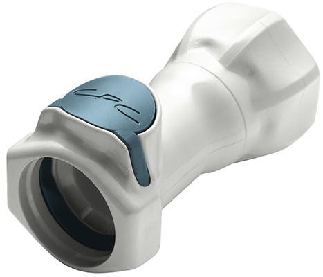 Straight, Thumb Latch - FFC Series Female to BSPP Female 3/4", PSU (Polysulfone) White, 1/2" Flow, Plastic Latch