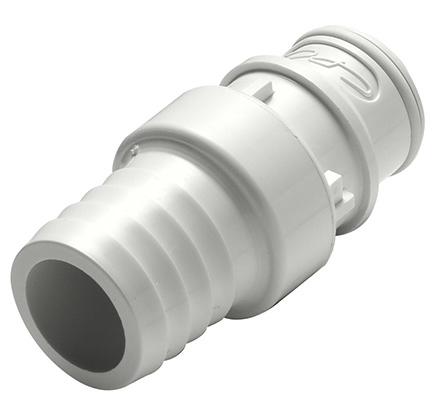 Straight, Thumb Latch - FFC Series Male to Tube Fitment 19,0mm (3/4") ID, PSU (Polysulfone) White, 1/2" Flow