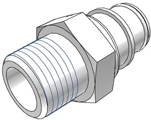 Straight, Thumb Latch - FFC Series Male to BSPT 1/2", PSU (Polysulfone) White, 1/2" Flow