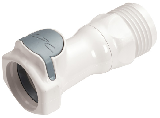 Straight, Thumb Latch - HFC Series Female to GHT Male 3/4", PSU (Polysulfone) White, 1/2" Flow, Plastic Latch