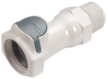 Straight, Thumb Latch - HFC Series Female to NPT 1/2", PSU (Polysulfone) White, 1/2" Flow, Plastic Latch