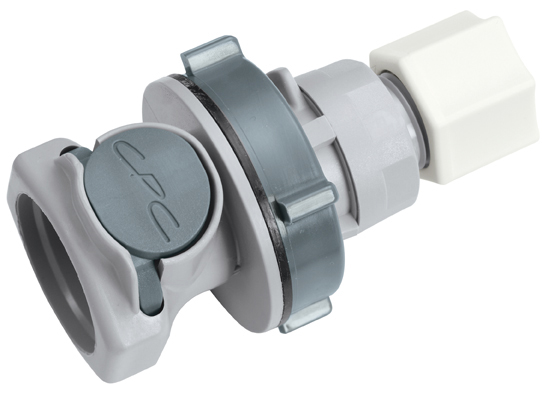 Panel Mount, Thumb Latch - HFC Series Female to In-Line Compression 9,5mm (3/8") OD, PP (Polypropylene) Grey, 1/2" Flow, Plastic Latch