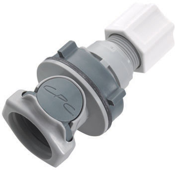 Panel Mount, Thumb Latch - HFC Series Female to In-Line Compression 12,7mm (1/2") OD, PP (Polypropylene) Grey, 1/2" Flow, Plastic Latch