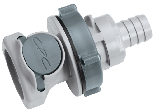 Panel Mount, Thumb Latch - HFC Series Female to Tube Fitment 12,7mm (1/2") ID, PP (Polypropylene) Grey, 1/2" Flow, Plastic Latch