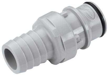 Straight, Thumb Latch - HFC Series Male to Tube Fitment 16,0mm (5/8") ID, PP (Polypropylene) Grey, 1/2" Flow
